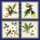 s3875 - Holly an Hellebores - blue - Servietten - Packung - 20 Stück