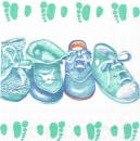 s4176 - Babyschuhe - blau/grün - MOLCA - Servietten - Packung - 20 Stück