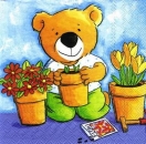 s4993 - Blumen-Teddy - Servietten - Packung - 20 Stück