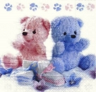 s4x0660 - Zur Geburt – Teddybärchen -  ITALIEN - Serviette - 2lagig - Packung - 20 Stück