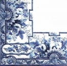 s5286 - Border of Roses - white blue - Serviette - Restbestand - Stückpreis