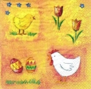 s5662 - Chick and Hen - orange - Servietten - Packung - 20 Stück