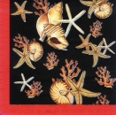 s6713 - Coral u. Shells - black - Servietten - Packung - 20 Stück