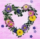 s7217 - Flower Heart - pink - Servietten - Packung - 20 Stück