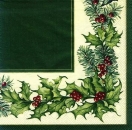 s7836 - Christmas Garland - green cream - Servietten - Packung - 20 Stück