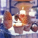 s8474 - Kerzen und Terracottatöpfchen - Servietten - Packung - 20 Stück