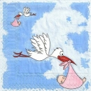 s9325 - Storch mit Baby - Servietten - Packung - 20 Stück
