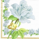 s9328 - weiße Rose mit Ringen - Servietten - Packung - 20 Stück