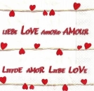 s9373 – Liebe in allen Sprachen – Herzchen – Servietten – 33 x 33 cm - Packung – 20 Stück