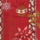 s9606 - Jingle Bells - bordeaux - Servietten - Packung - 20 Stück