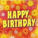 s9988 - Happy Birthday Flowers - Servietten - Packung - 20 Stück.