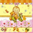 s9z11259 - Baby m. Teddybär - rosa - Servietten - Packung - 20 Stück