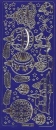 sti0615 -  Sticker blau/gold - Weihnachtsmotive