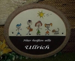 Keramik-Türschild - Strichmännchen – 21,5 x 18 cm – nach Ihren Wünschen