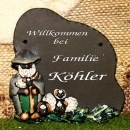 Töpfer-Türschild - Schäfer mit Schafen – 15 x 15 cm – Relief – aufwändige Handarbeit