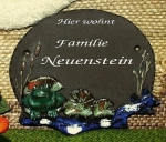 Töpfer-Türschild – Frosch am Teich – 15 x 13 cm – tolle Töpferarbeit – DISC