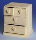 Holz-Kommode mit Herzgriffen – 22 x 18 x 14 cm – zum Selbstgestalten